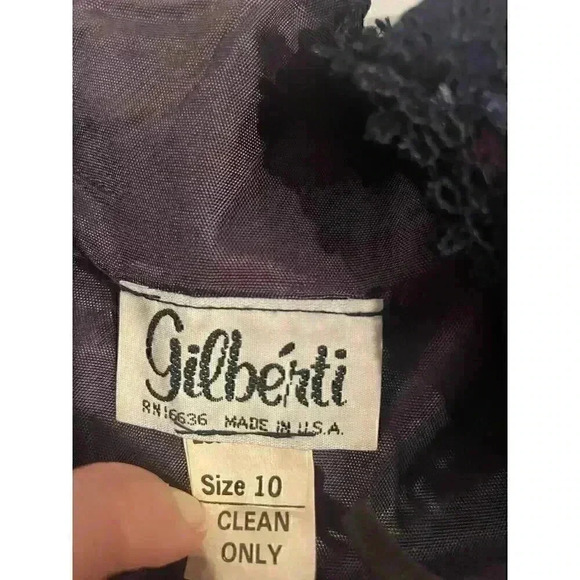 GILBERTI Victorian Vintage Navy Lace Dress 10 M L Goth Flapper 80s Midi Formal - Picture 5 of 7